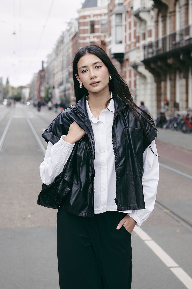 Aneta cotton poplin blouse | White