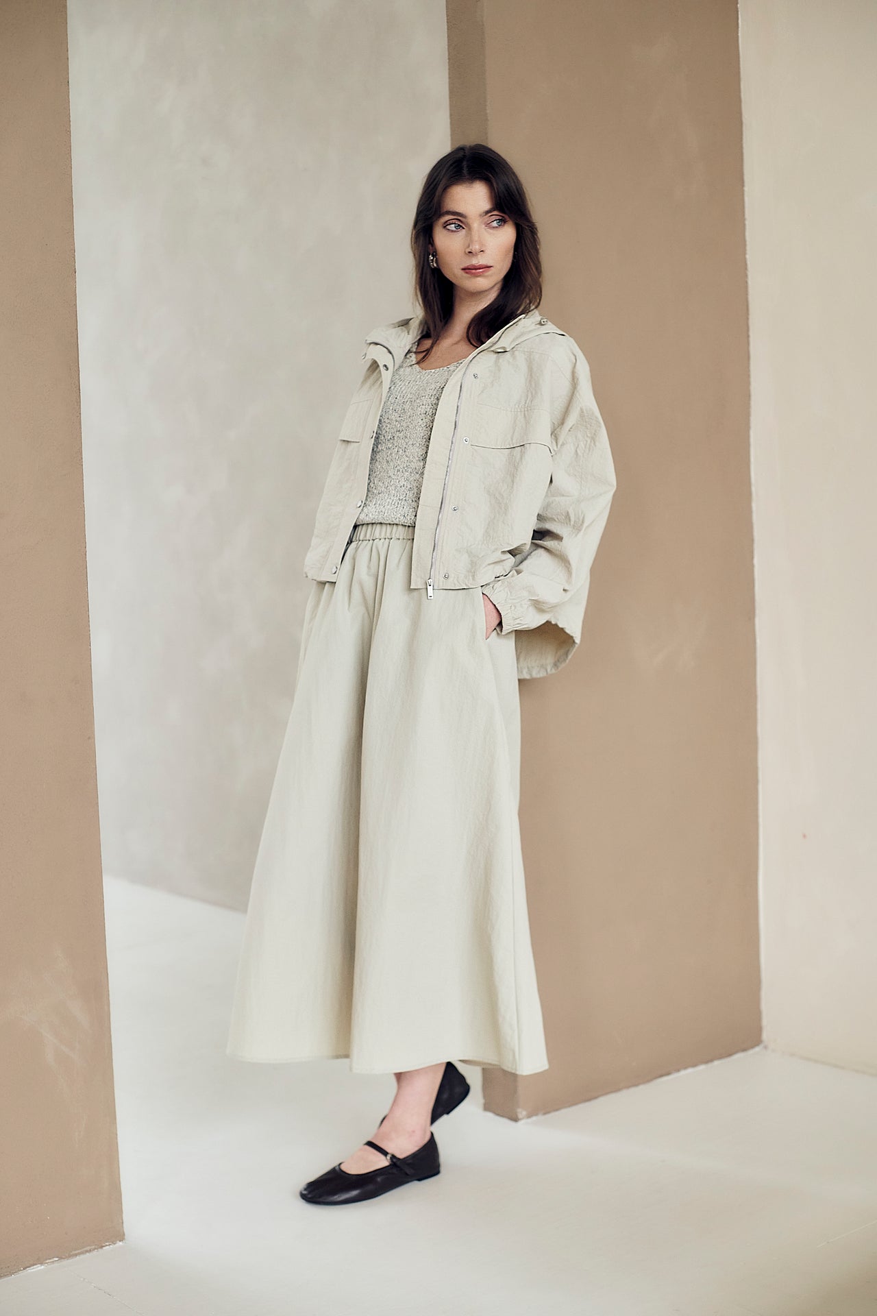 Asuka tafeta jacket | Light Grey