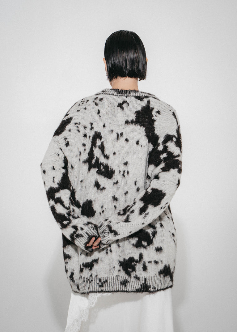 Jacquard print cardigan 2370 | Ecru Moro