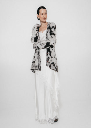 Jacquard print cardigan 2370 | Ecru Moro