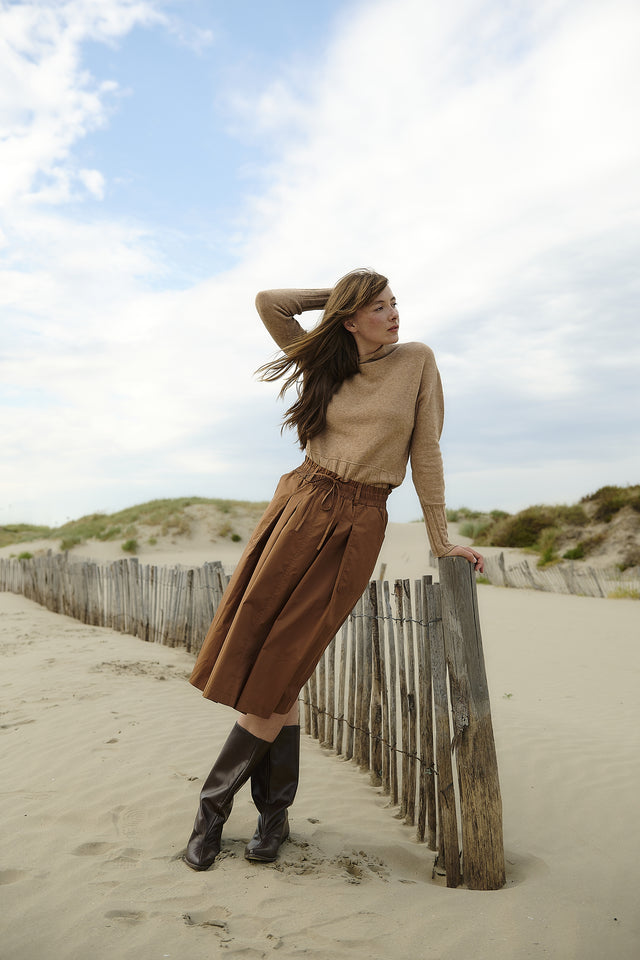 Raffaele poplin skirt | Camel