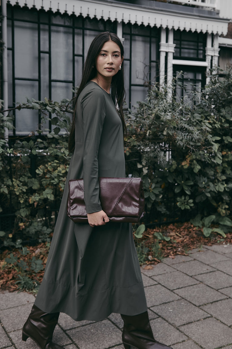 Isabel dress LS technical jersey | Army