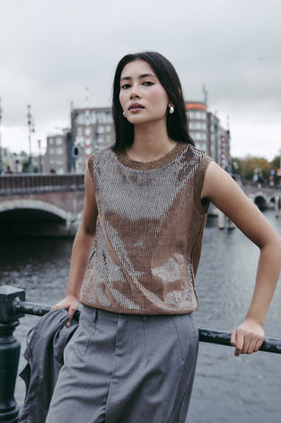 Pallino sequins top | Gold