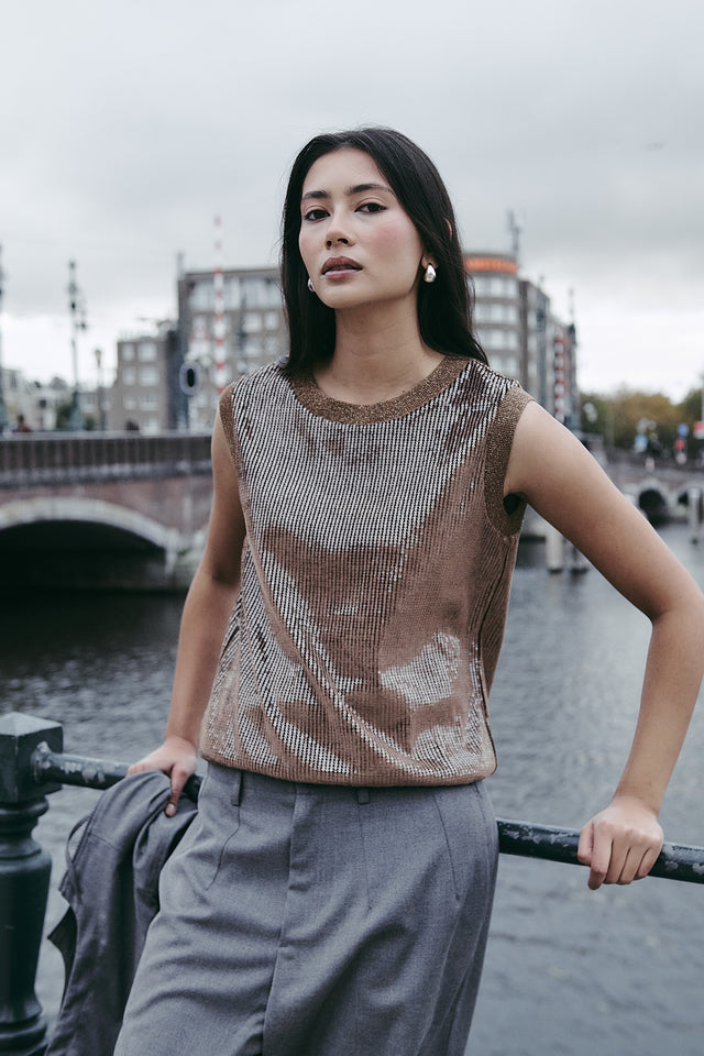 Pallino sequins top | Gold