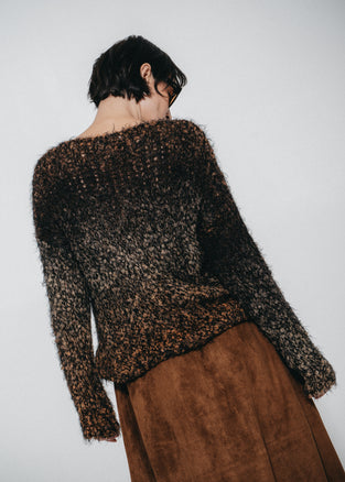 Cozy colour block pullover FA264 | Black Brown