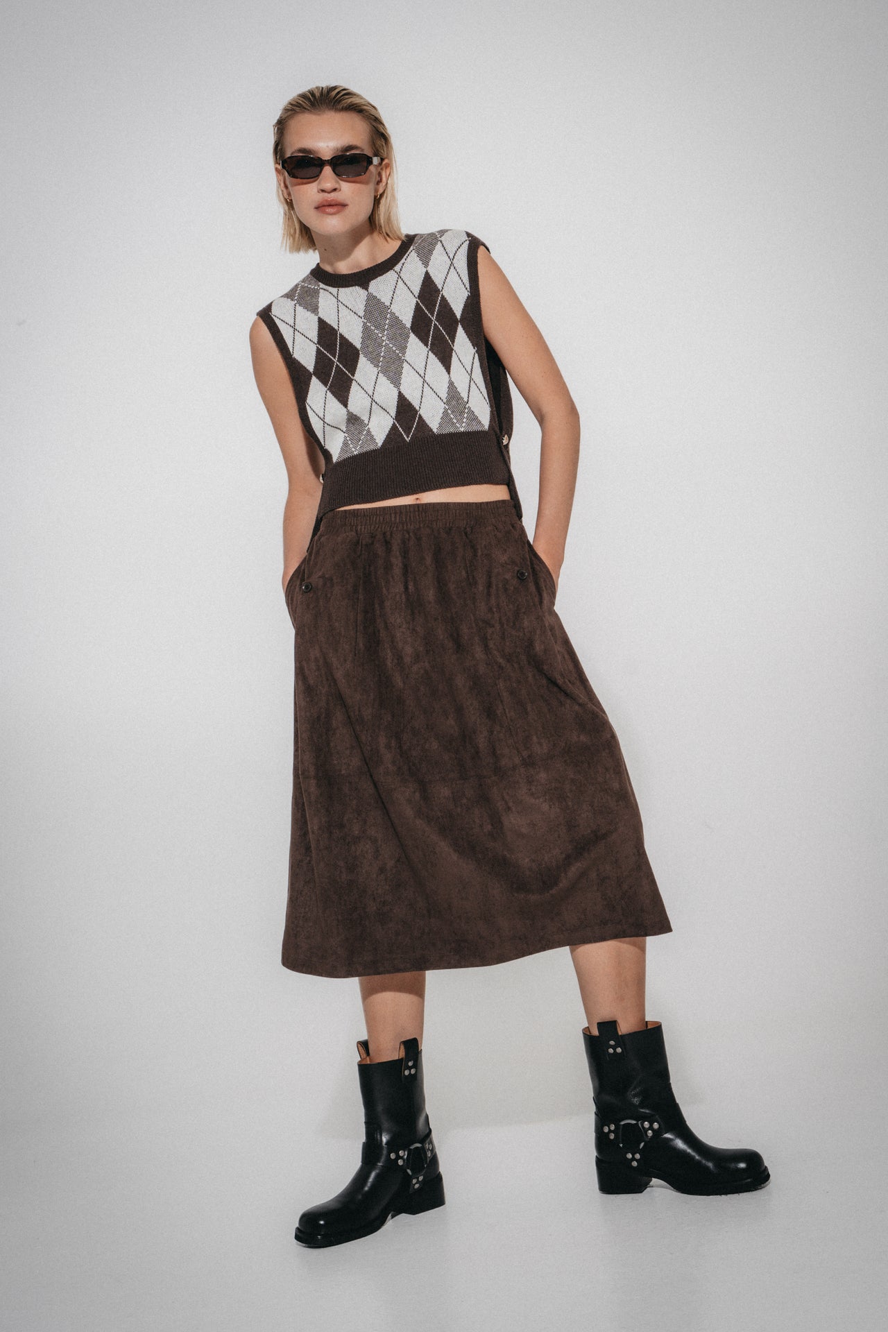 Vest with rhomboids 3007 | Brown