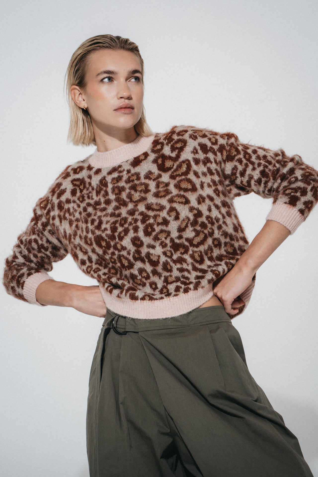Jacquard animal pullover 22128 | Brown