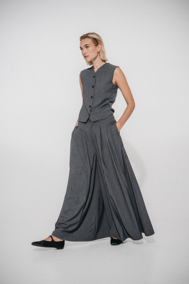 Coco pleated viscose pants | Grey