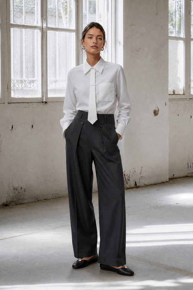 Maia tie-neck cotton blouse | White