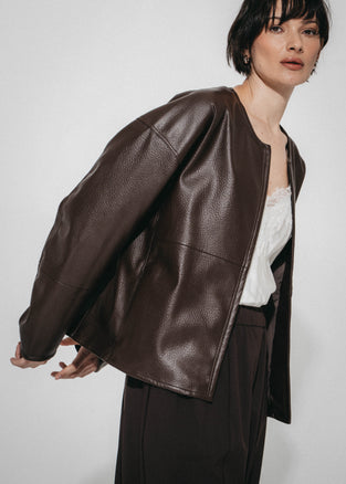 Rox eco leather jacket | Dark Brown