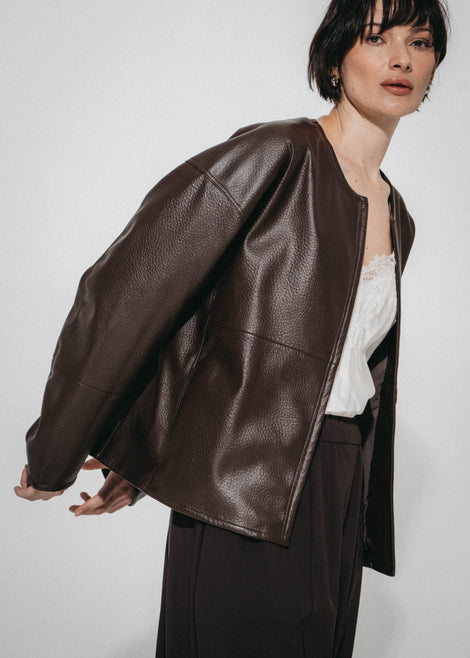 Rox eco leather jacket | Dark Brown