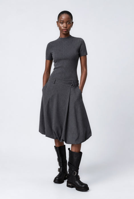 Tess viscose balloon skirt | Grey