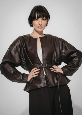 Rox eco leather jacket | Dark Brown