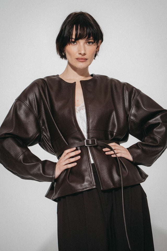 Rox eco leather jacket | Dark Brown