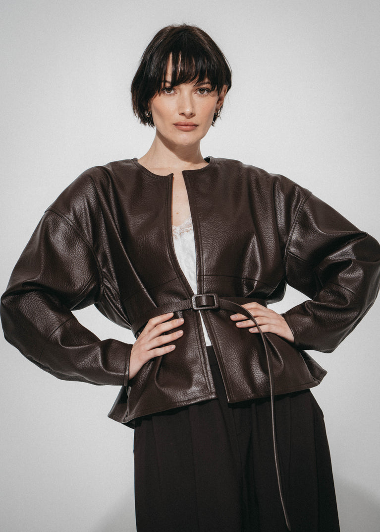 Rox eco leather jacket | Dark Brown