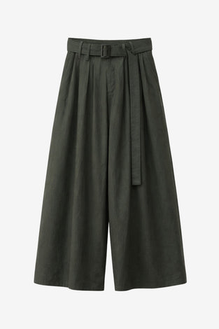 Sof pleated wide-leg cotton pants | Dark Grey