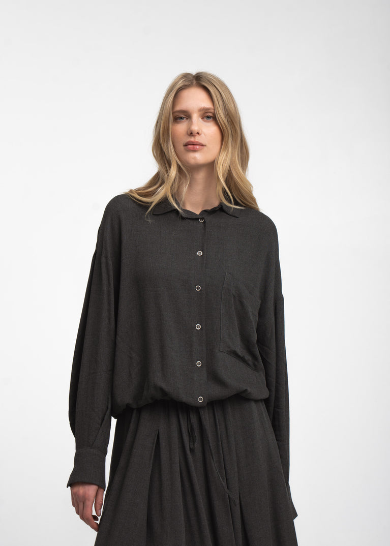 Camilla light flannel blouse | Dark Grey