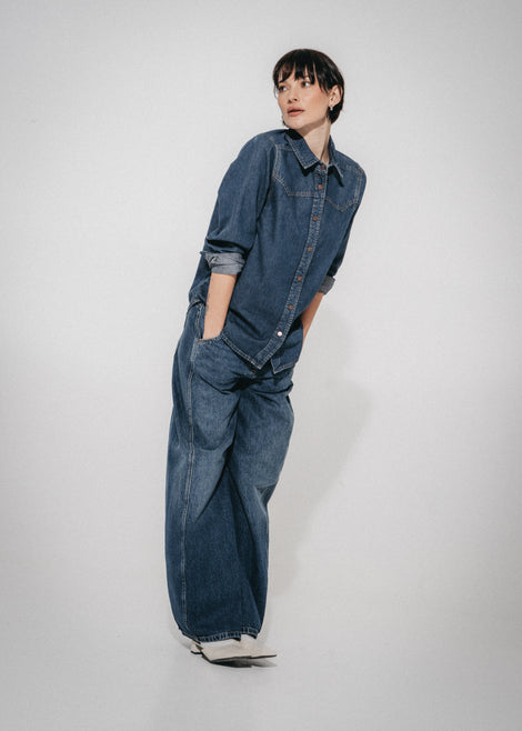 Western classic denim shirt | Medium Blue