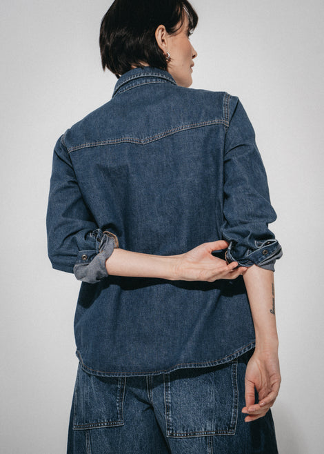 Western classic denim shirt | Medium Blue