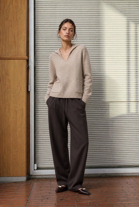 V-neck dyed viscose pullover NB2310 | Camel